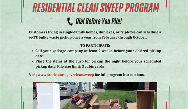 City of Stockton’s Residential Clean Sweep Program Returns – Schedule Your Free Pickup!