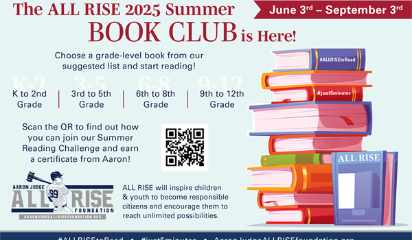 AARON JUDGE ALL RISE FOUNDATION Announces the ALL RISE 2025 Summer Book Club