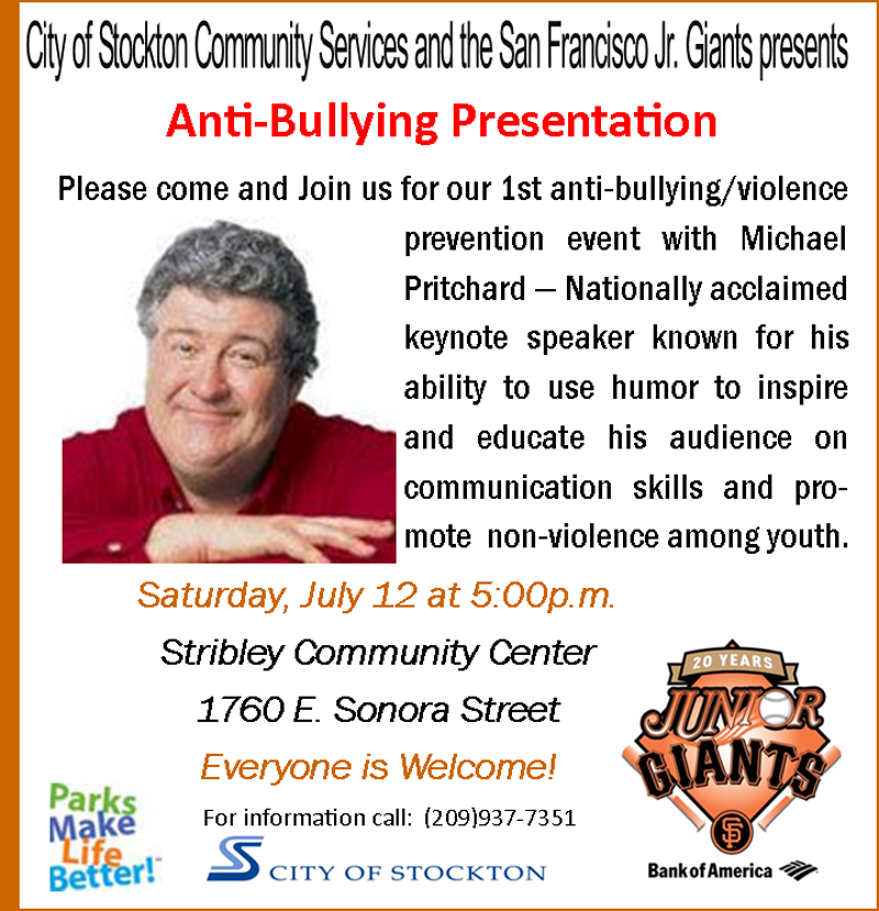 Michael Pritchard puts on Anti-Bullying Presentation at Stribley Community Center